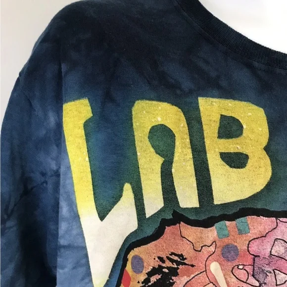 LAB LUV THE MOUNTAIN Dean Russo Tie Dye Dog Puppy Doggo Art T-shirt mens sz S - Picture 6 of 6